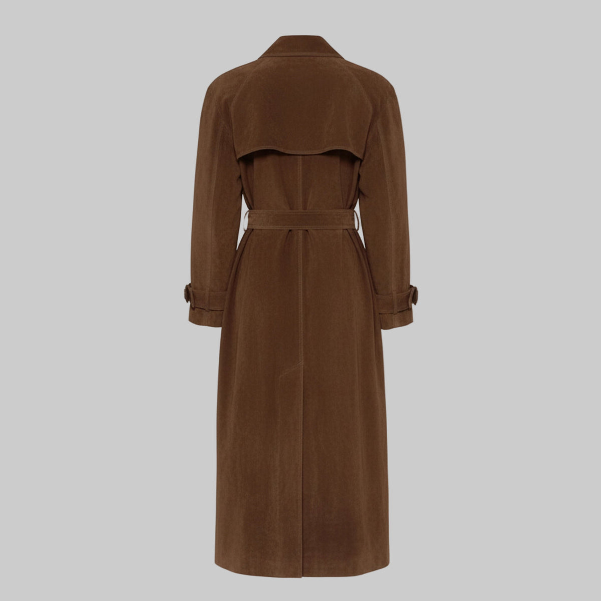 Brown trench coat on a white background