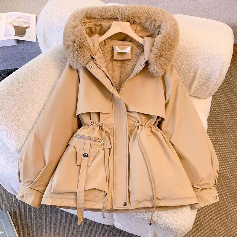 Women’s Drawstring Waist Fleece-Lined Winter Jacket