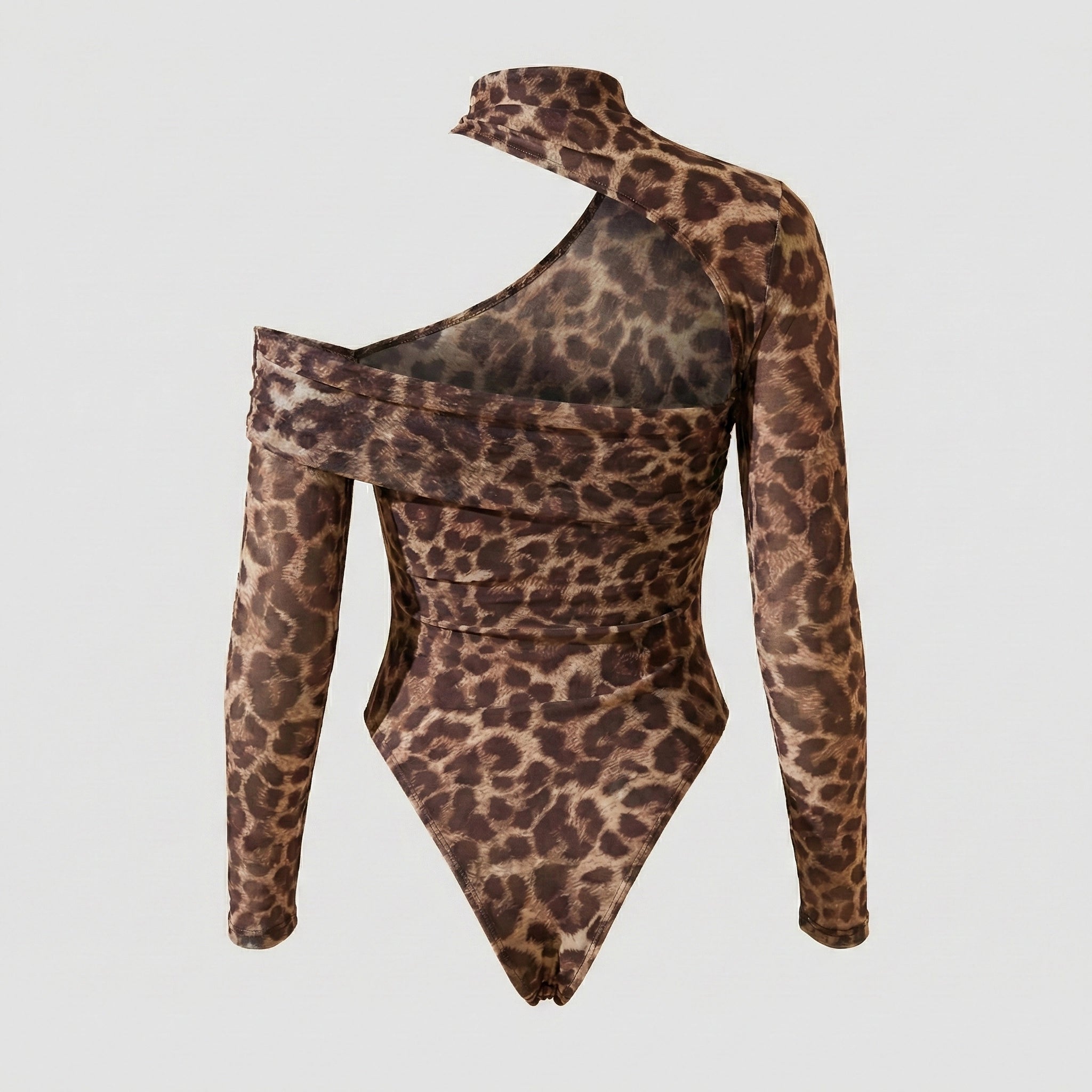 Leopard print bodysuit on a light gray background
