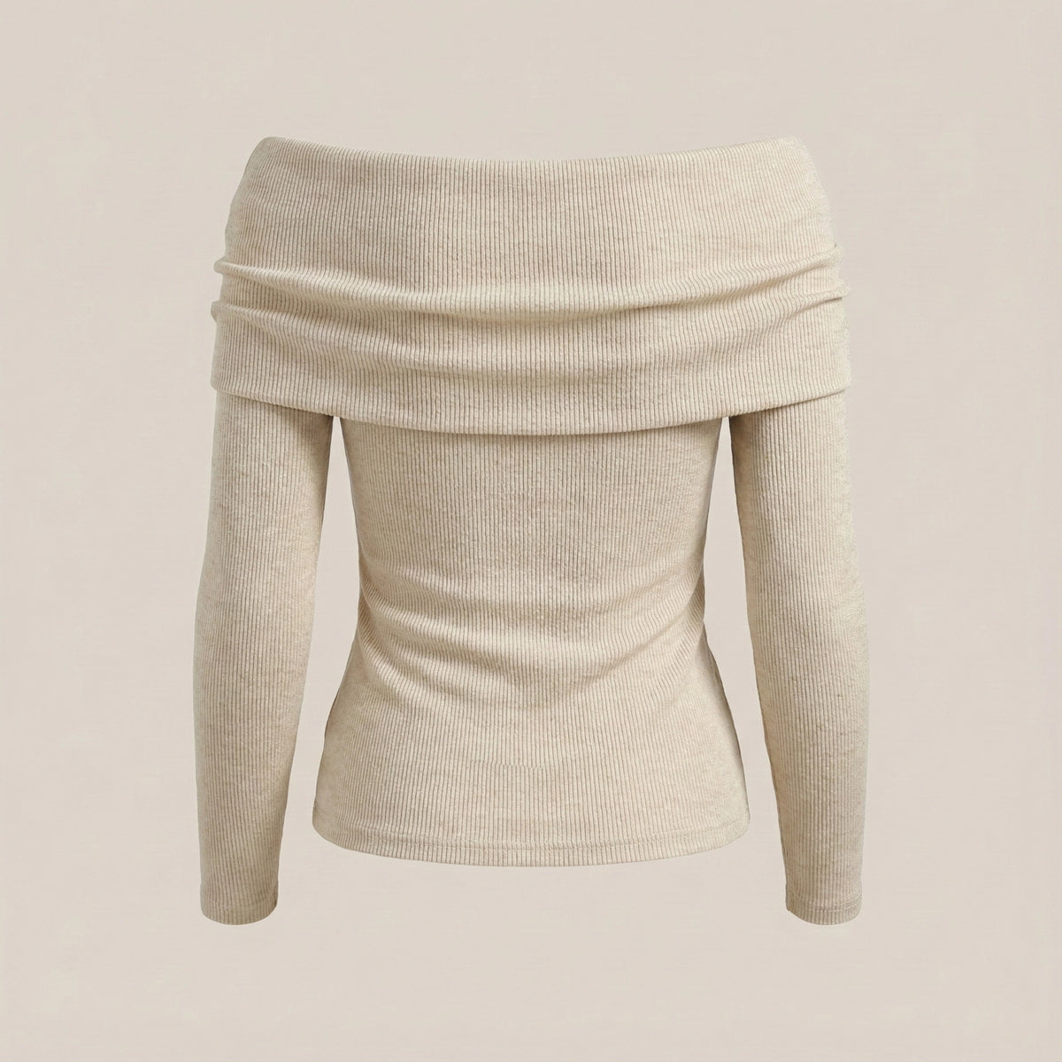 Beige ribbed sweater on a beige background