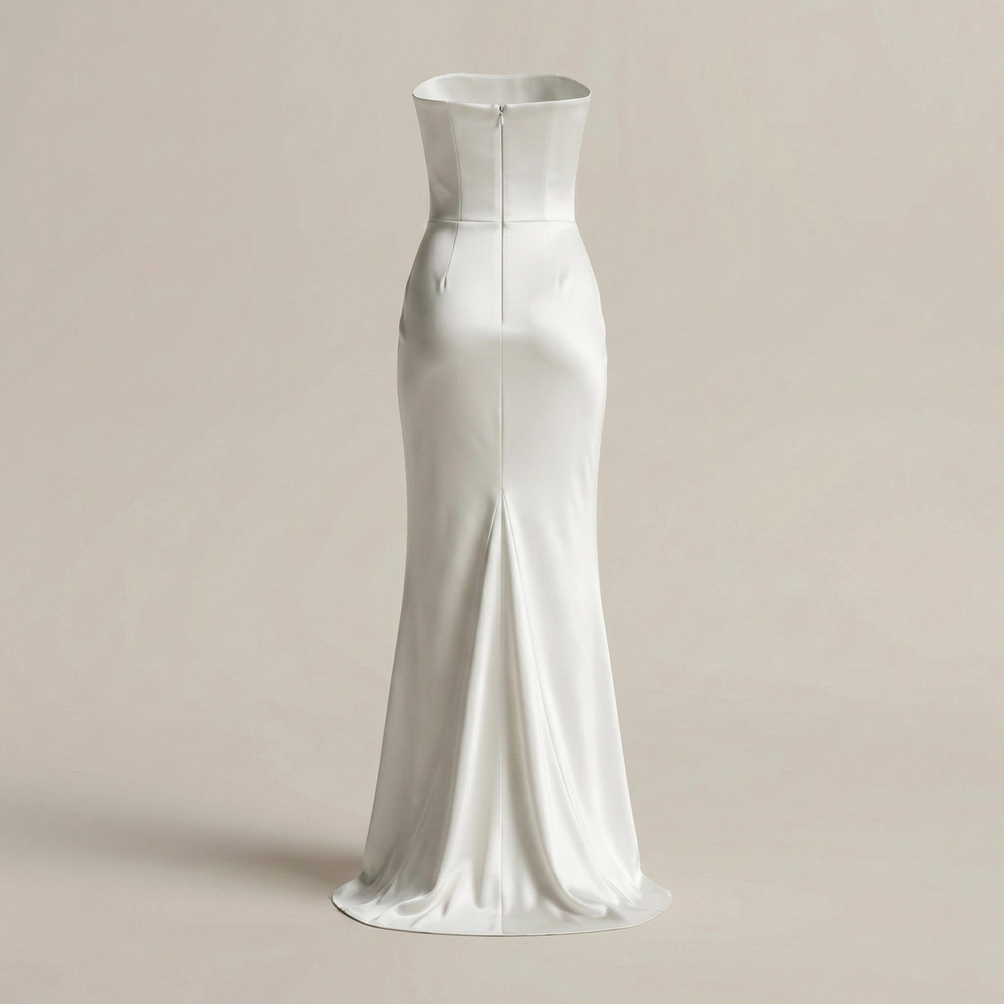 White evening gown on a beige background