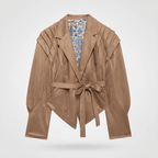 Brown robe with a patterned interior on a white background