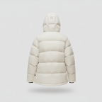 White puffer jacket on a light gray background