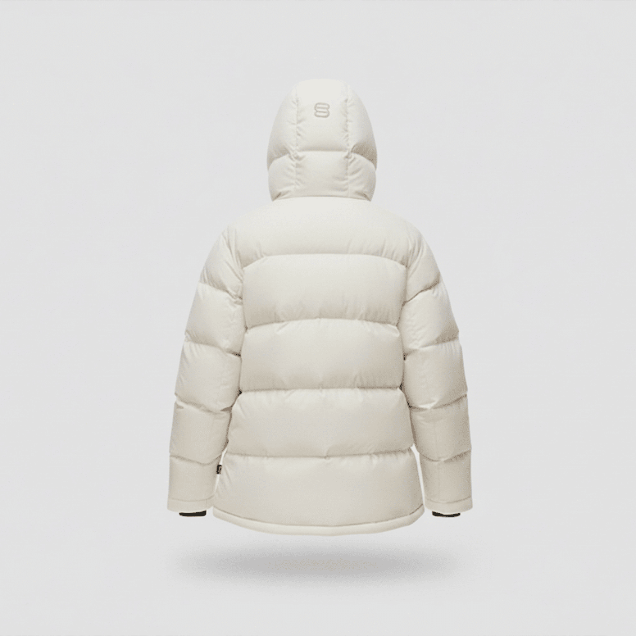 White puffer jacket on a light gray background