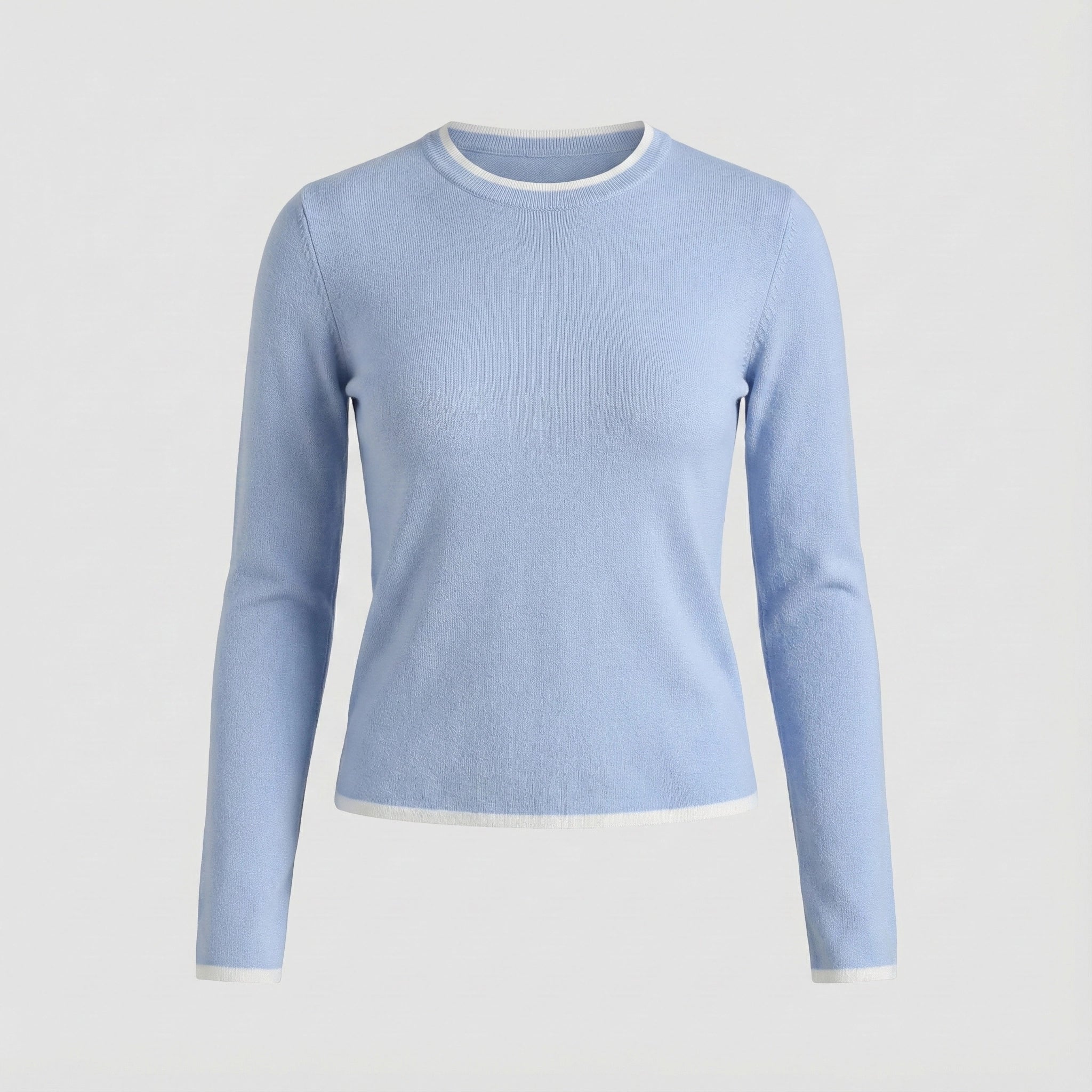 Light blue sweater on a light gray background
