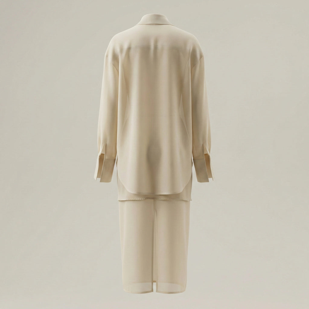 Beige suit on a light gray background