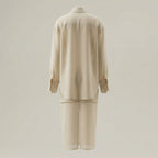 Beige suit on a light gray background