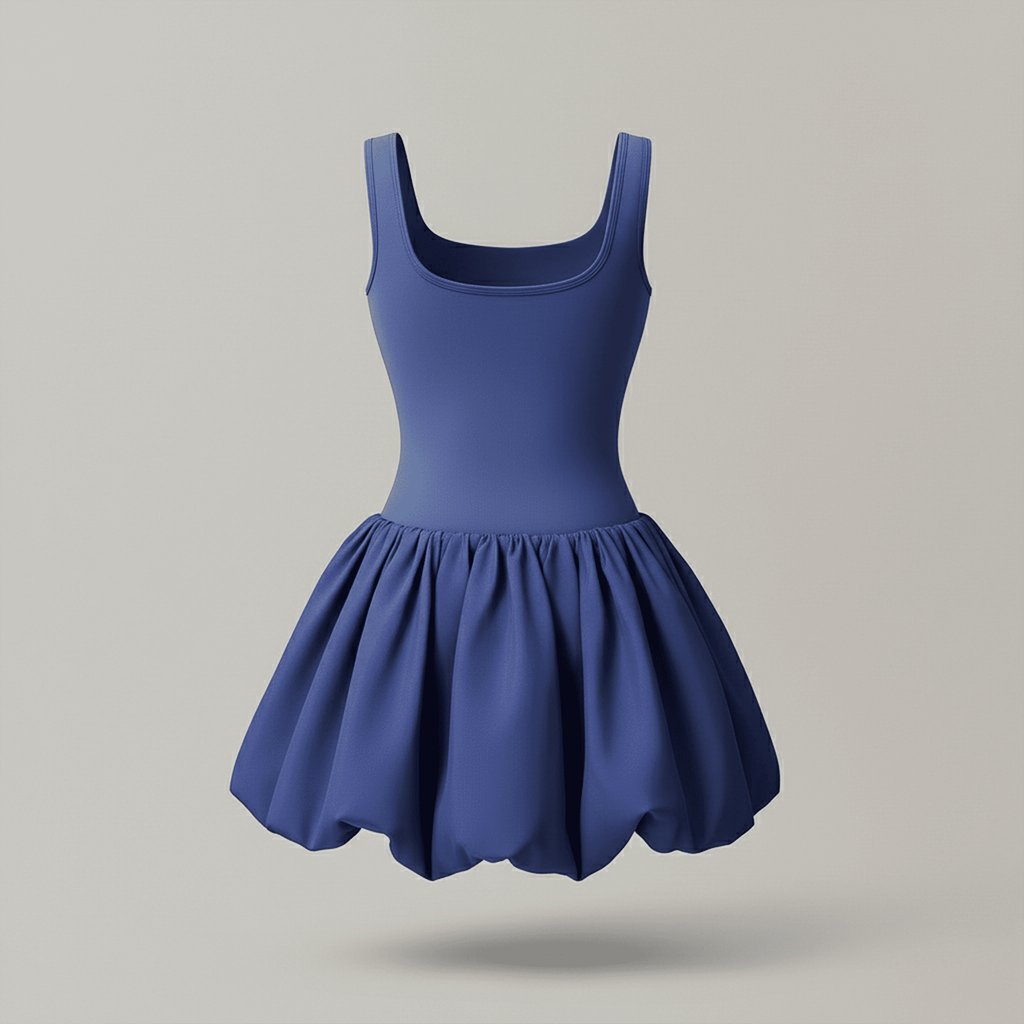 Blue dress on a gray background