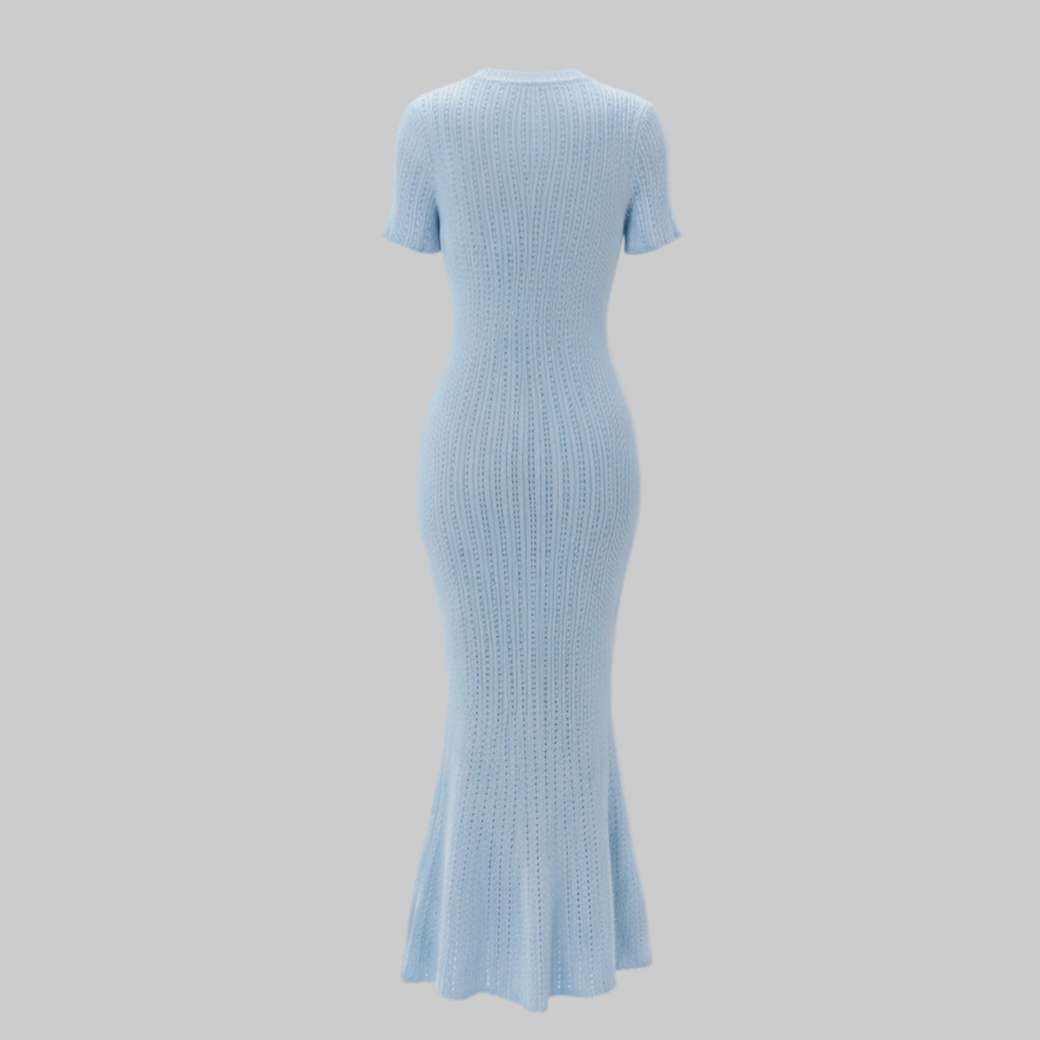 Light blue ribbed dress on a white background