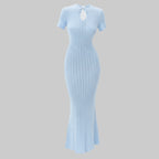 Light blue ribbed dress on a white background
