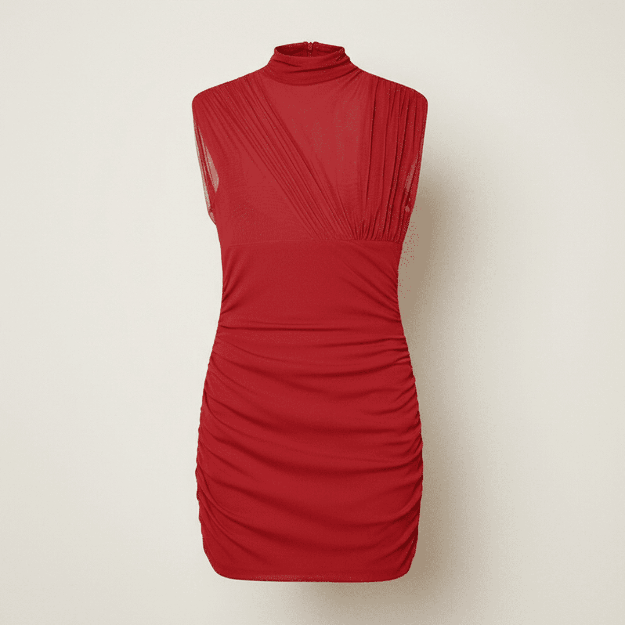 Red dress on a beige background