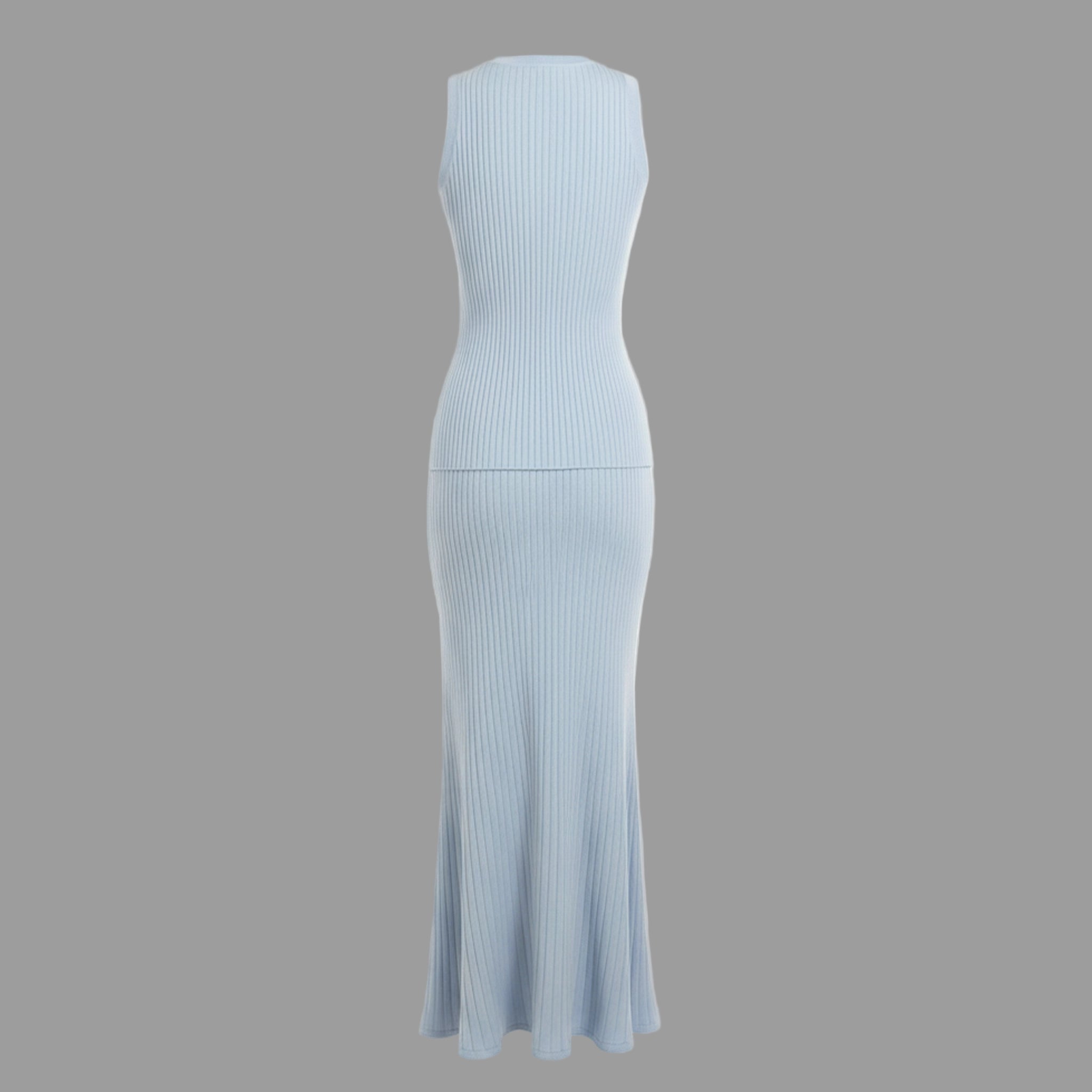 Light blue ribbed dress on a white background