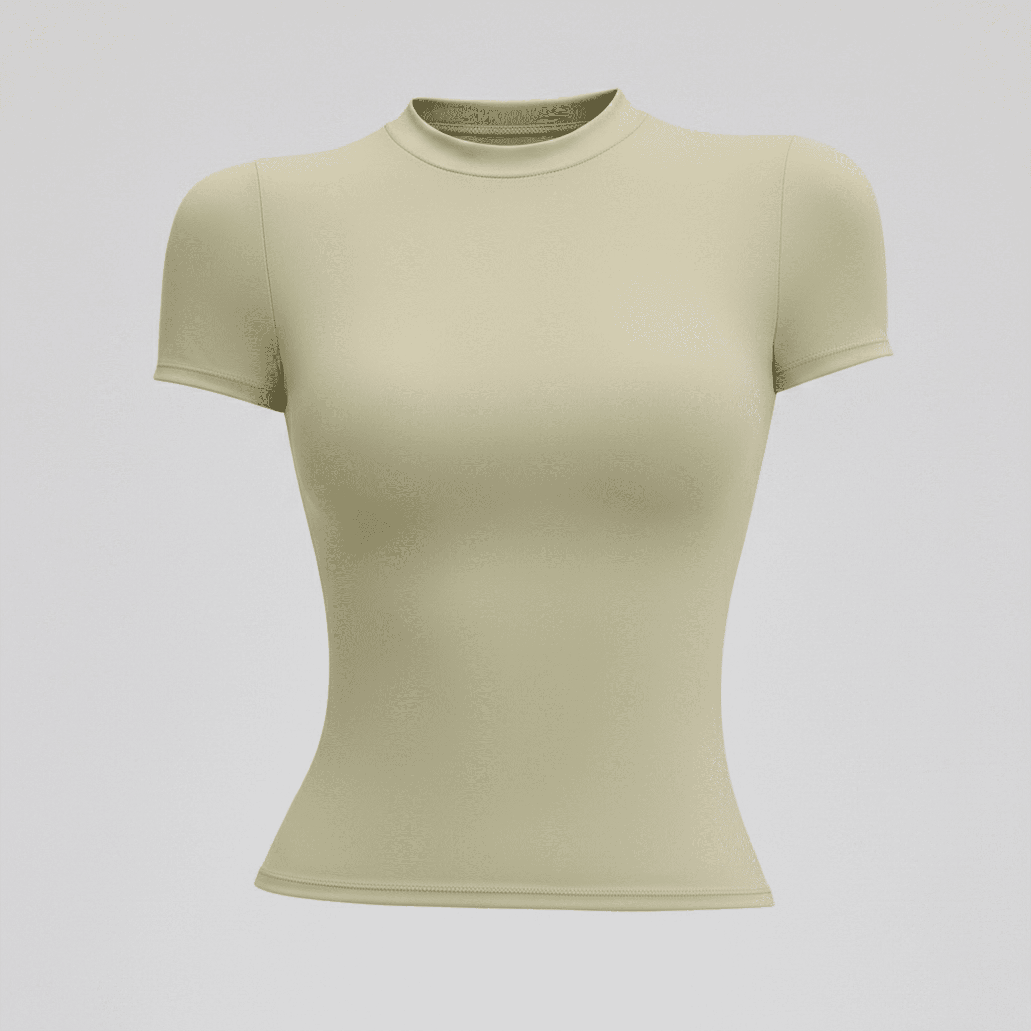 Beige short-sleeve top on a light gray background