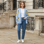 Sofia 'Lemon' Applique Embroidered Knit Cardigan