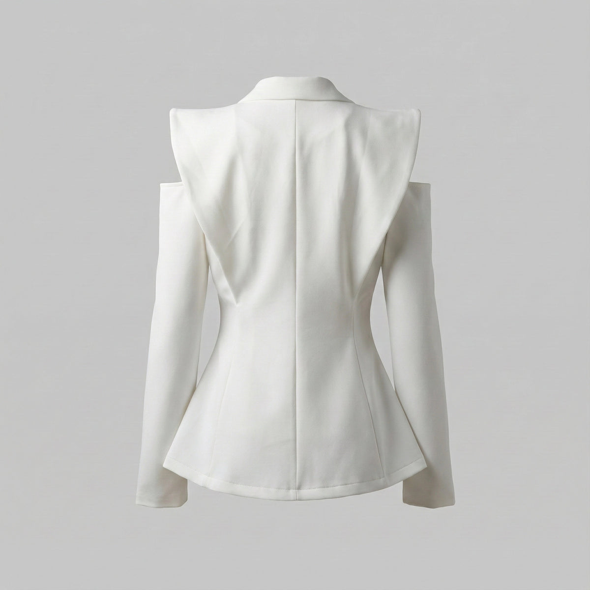 White blazer on a light gray background