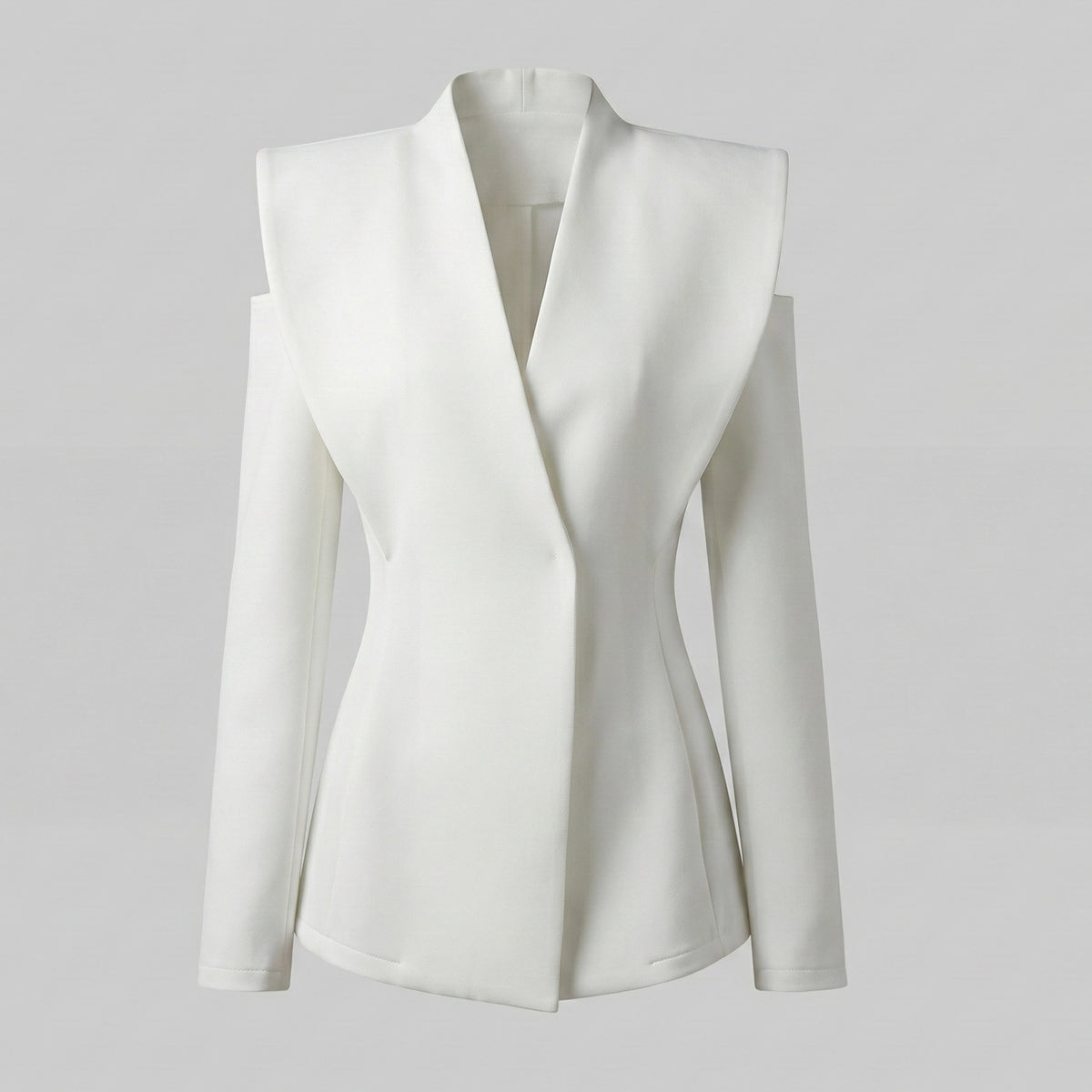 White blazer on a light gray background