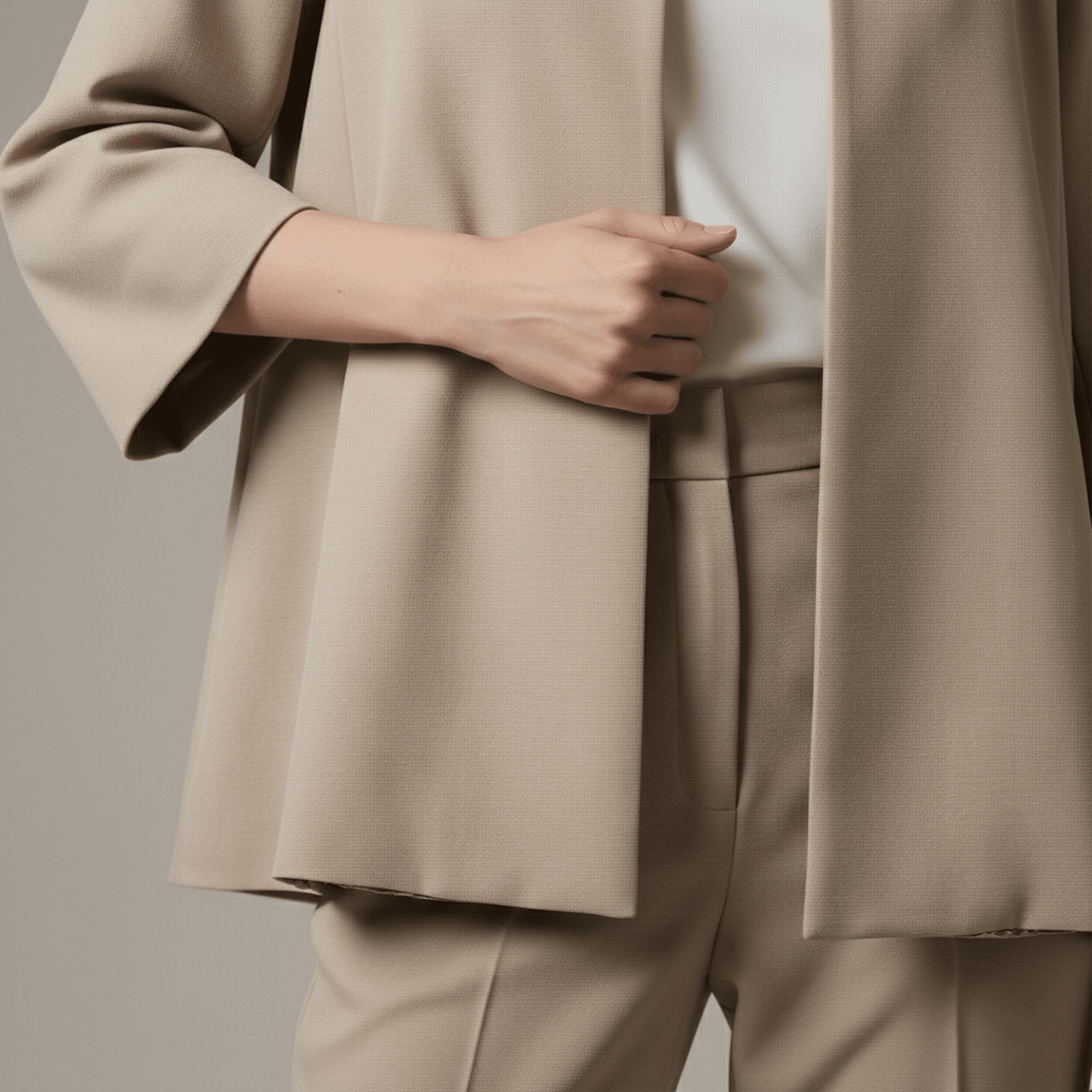 Beige suit with a neutral background