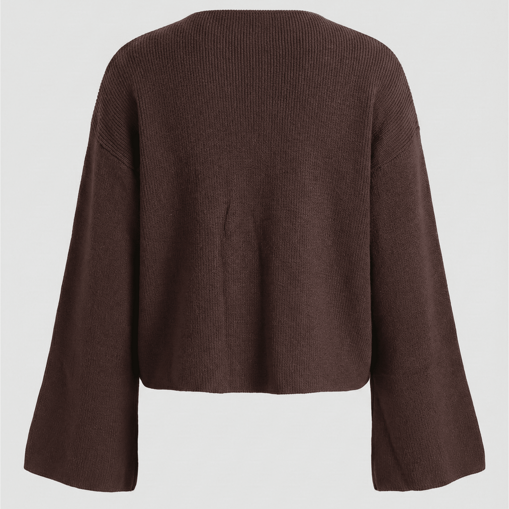 Brown textured sweater on a light gray background