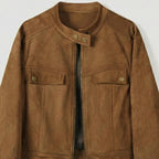 Brown suede jacket on a white background