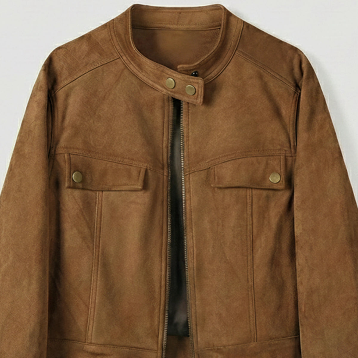 Brown suede jacket on a white background