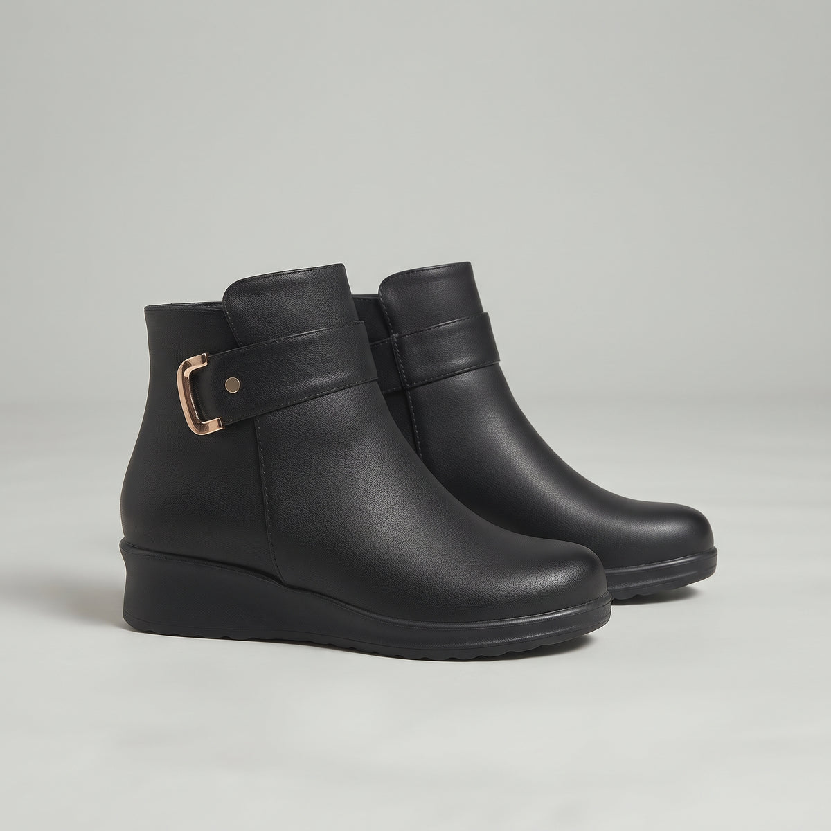 WarmPlushFurAnkleBootsBlack