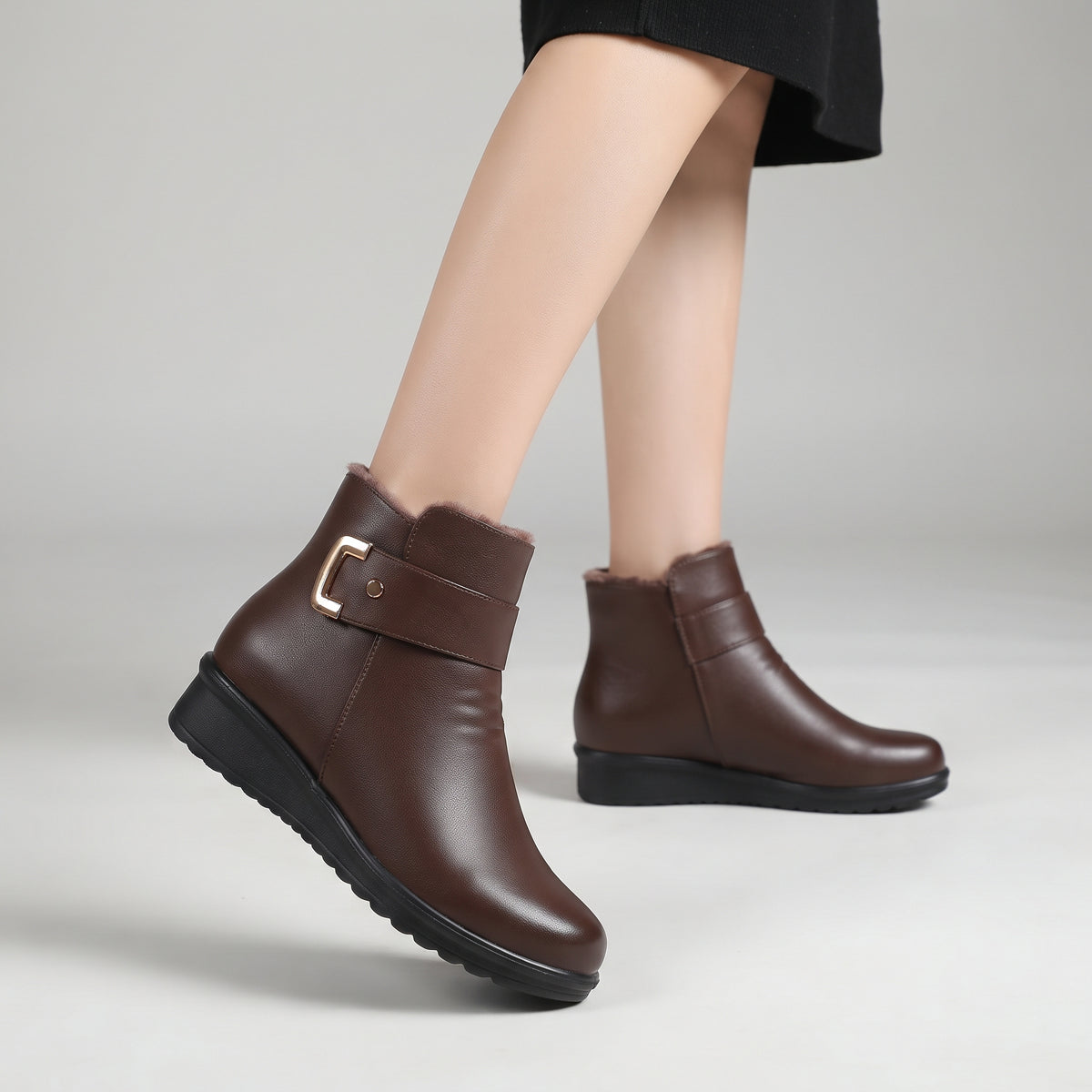 WarmPlushFurAnkleBootsbrown