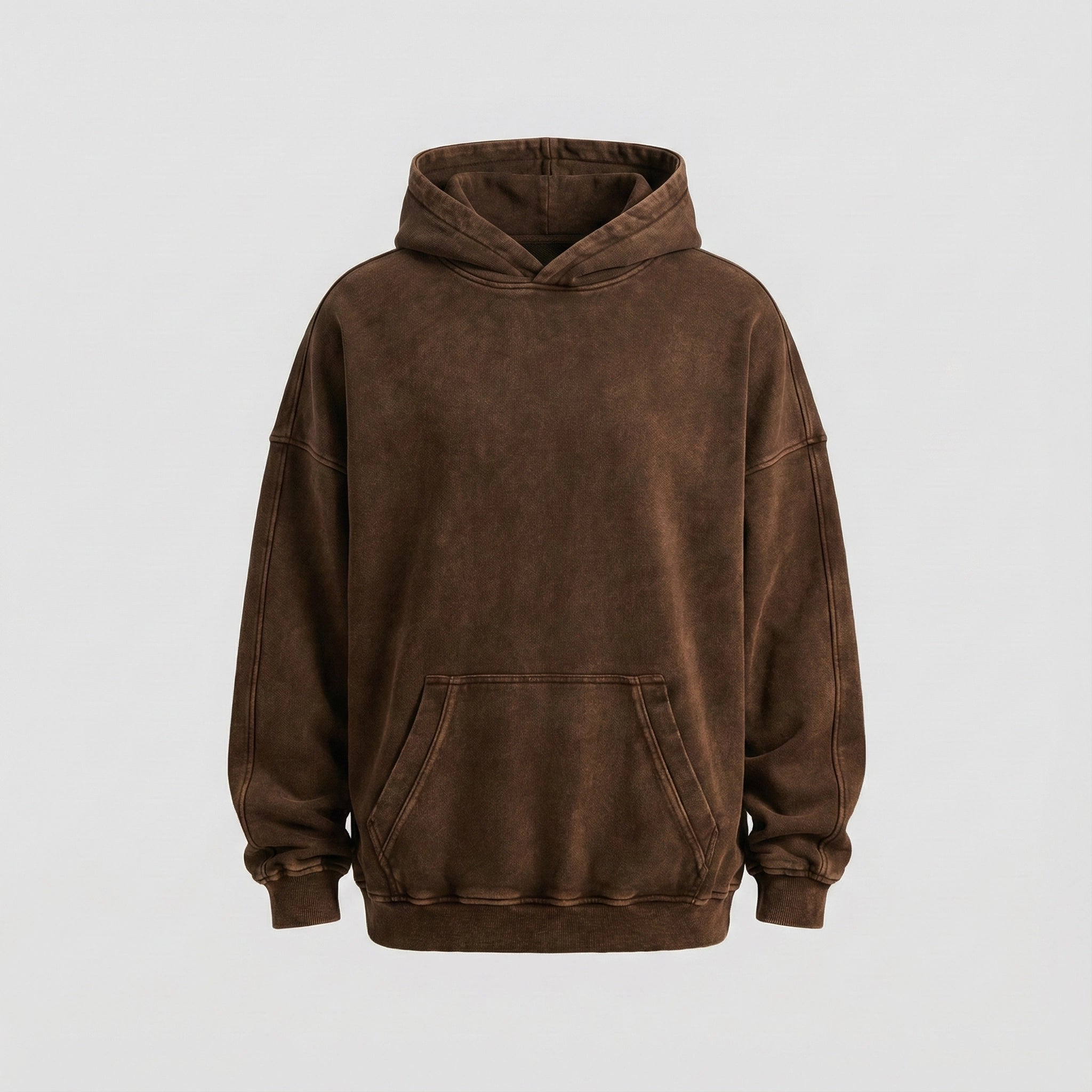 Brown hoodie on a light gray background
