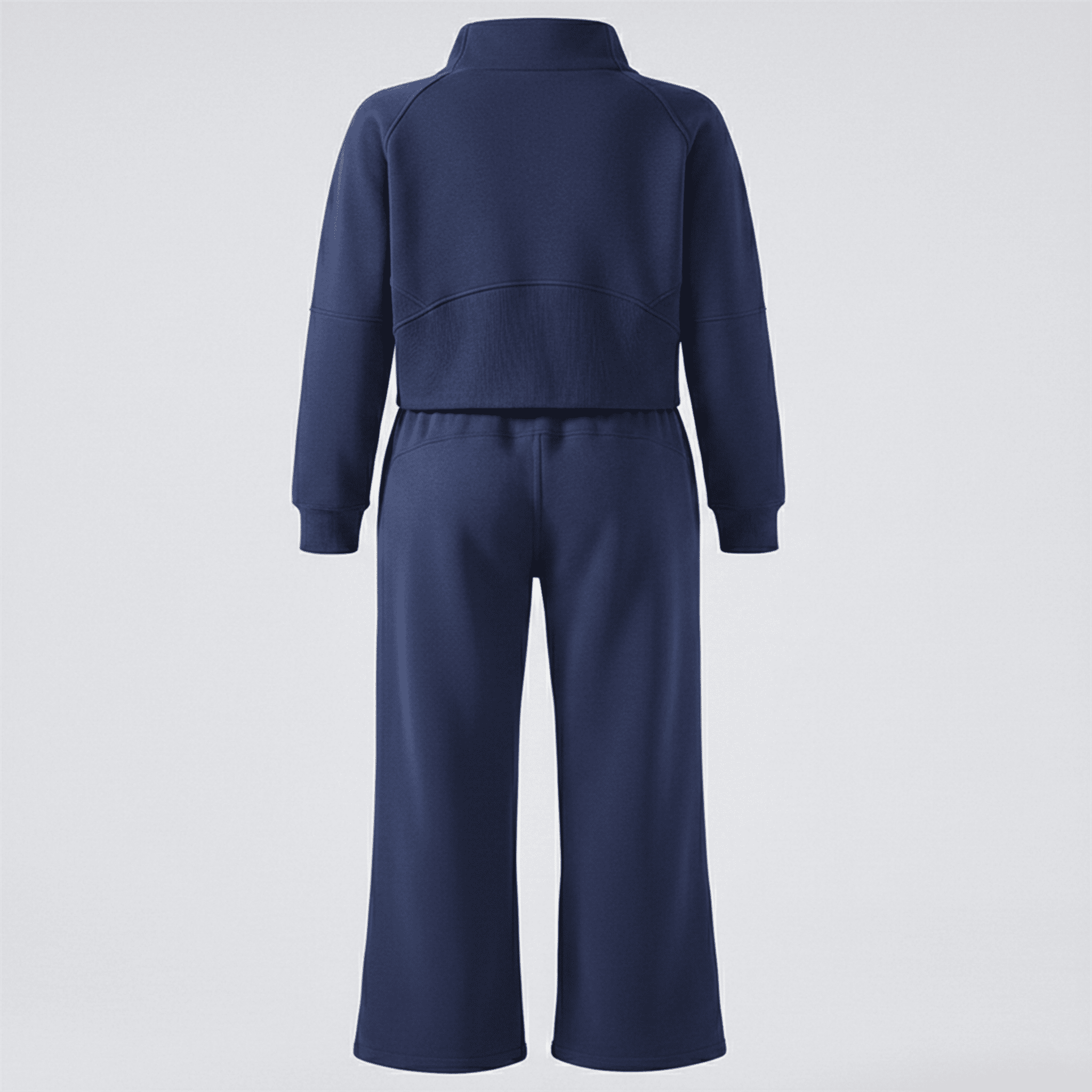 Navy tracksuit on a light gray background