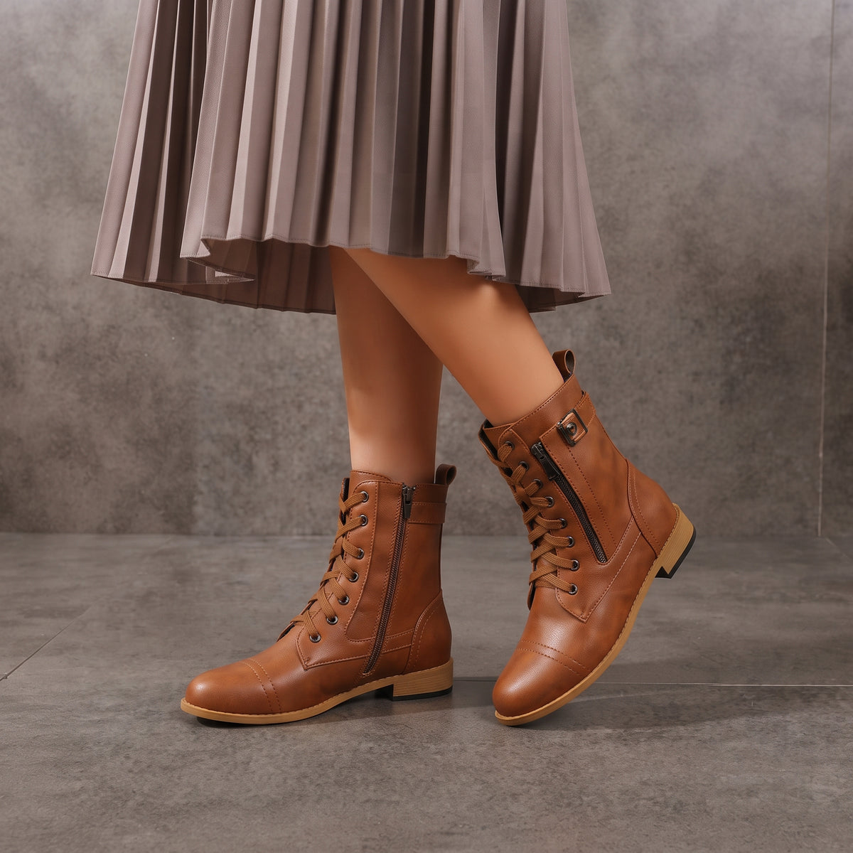 Women_sTanLeatherLace-UpbrwonAnkleBoots