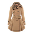 Women’s Fur-Collar Double-Breasted Coat beige