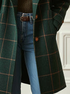 Women’s Green  Dark Plaid Wool Coat 