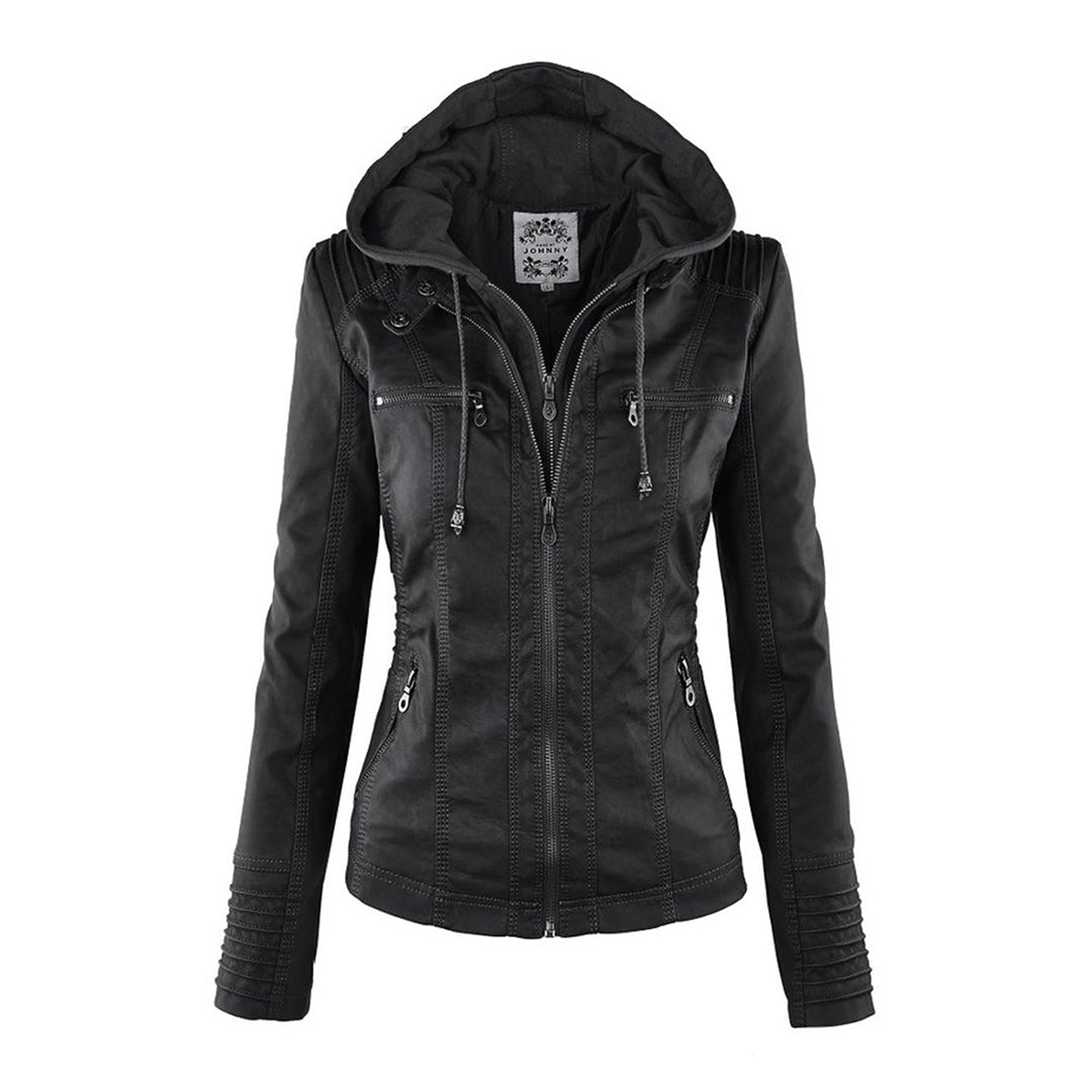 Black hooded jacket on a white background