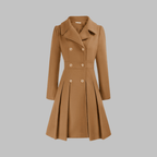 Brown coat with button details on a gray background