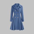 Blue coat with gold buttons on a gray background