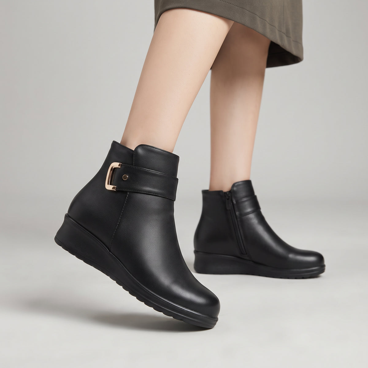 blackWarmPlushFurAnkleBoots