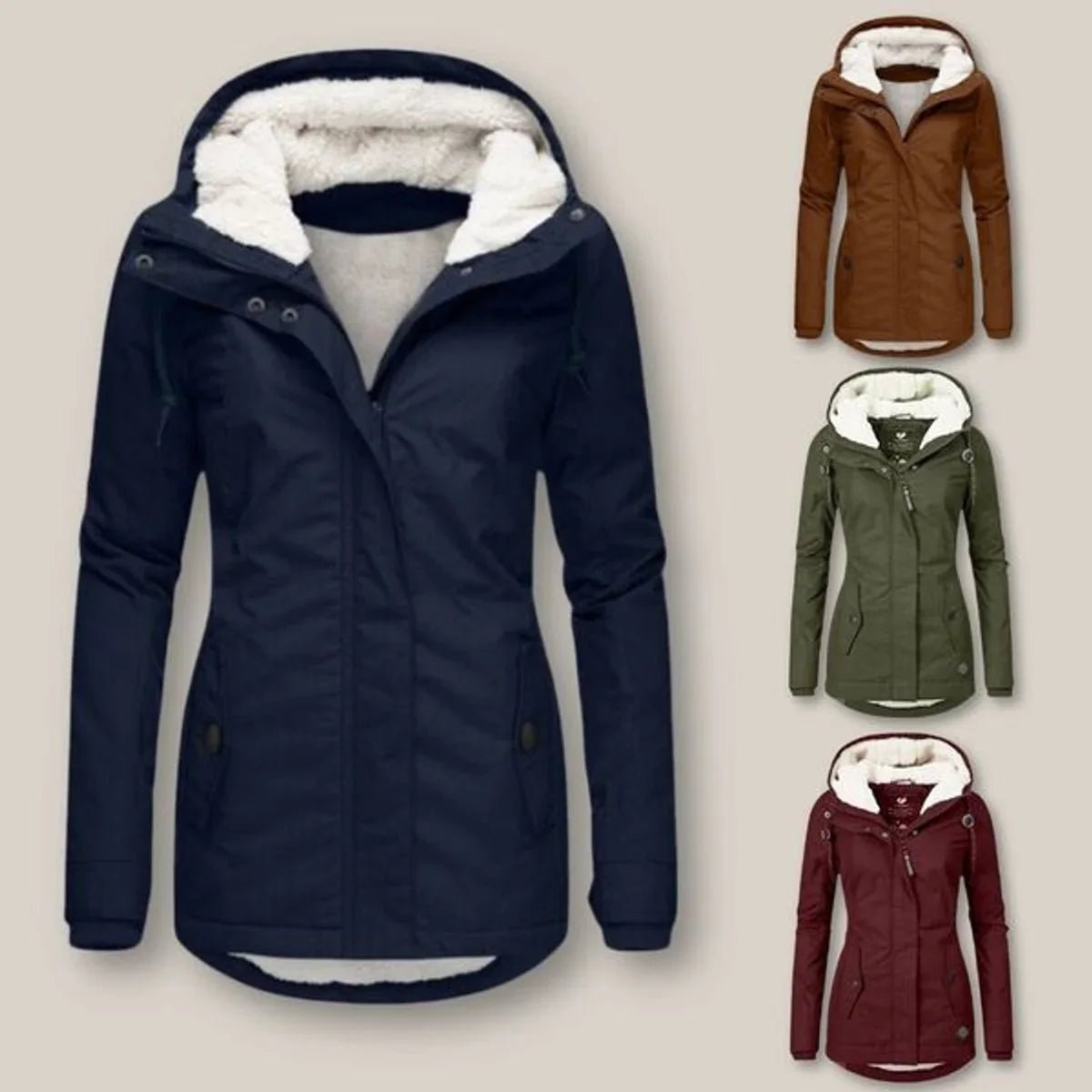 Women’s Sherpa-Lined Hooded Fleece Winter Jacket