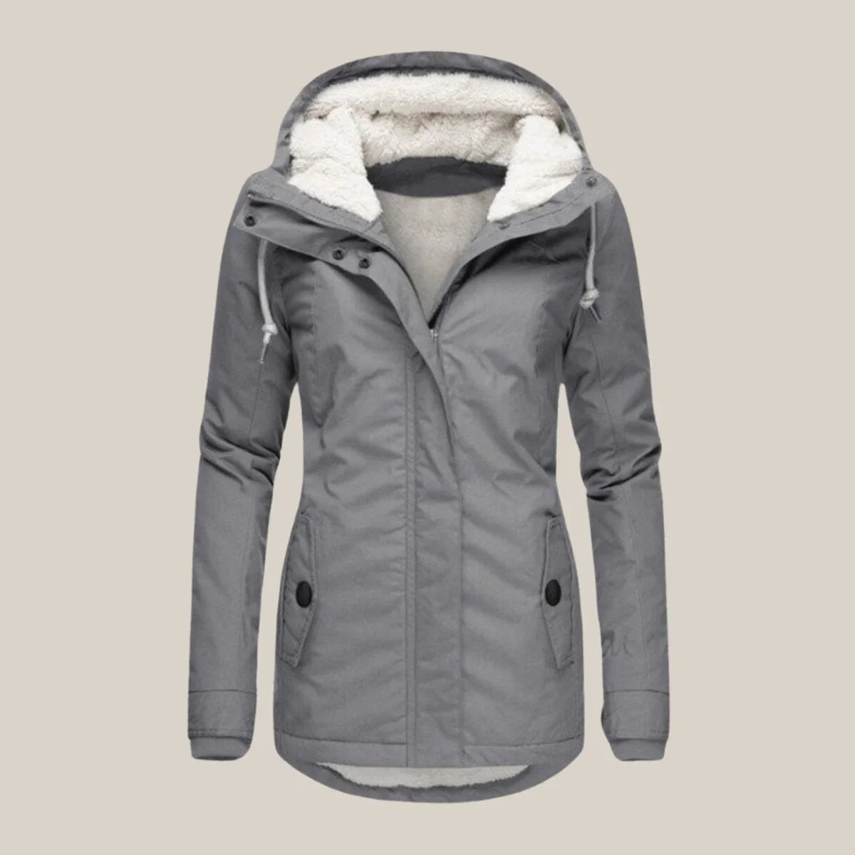 Women’s Sherpa-Lined Hooded Fleece Winter Jacket